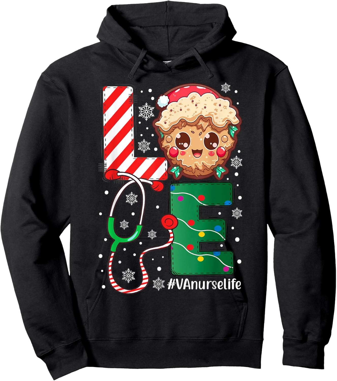 VA Nurse Nursing Christmas cookie Love Nurse Life Hoodie - Hoodie | Black