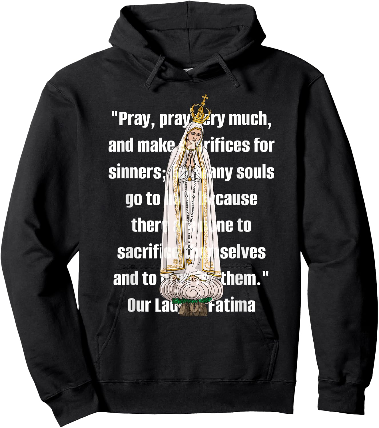 Our Lady of Fatima Marian Catholic Hoodie - Hoodie | Black