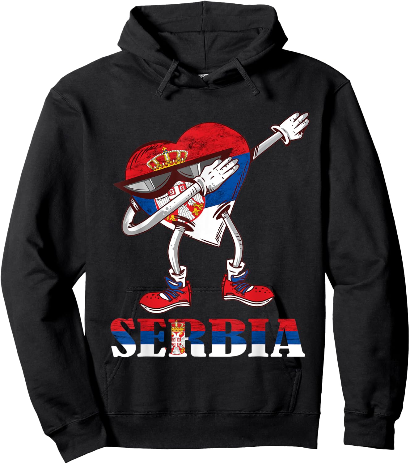 Serbian Dabbing Heart Serbian Flag Serbia Pride Serbia Hoodie - Hoodie | Black