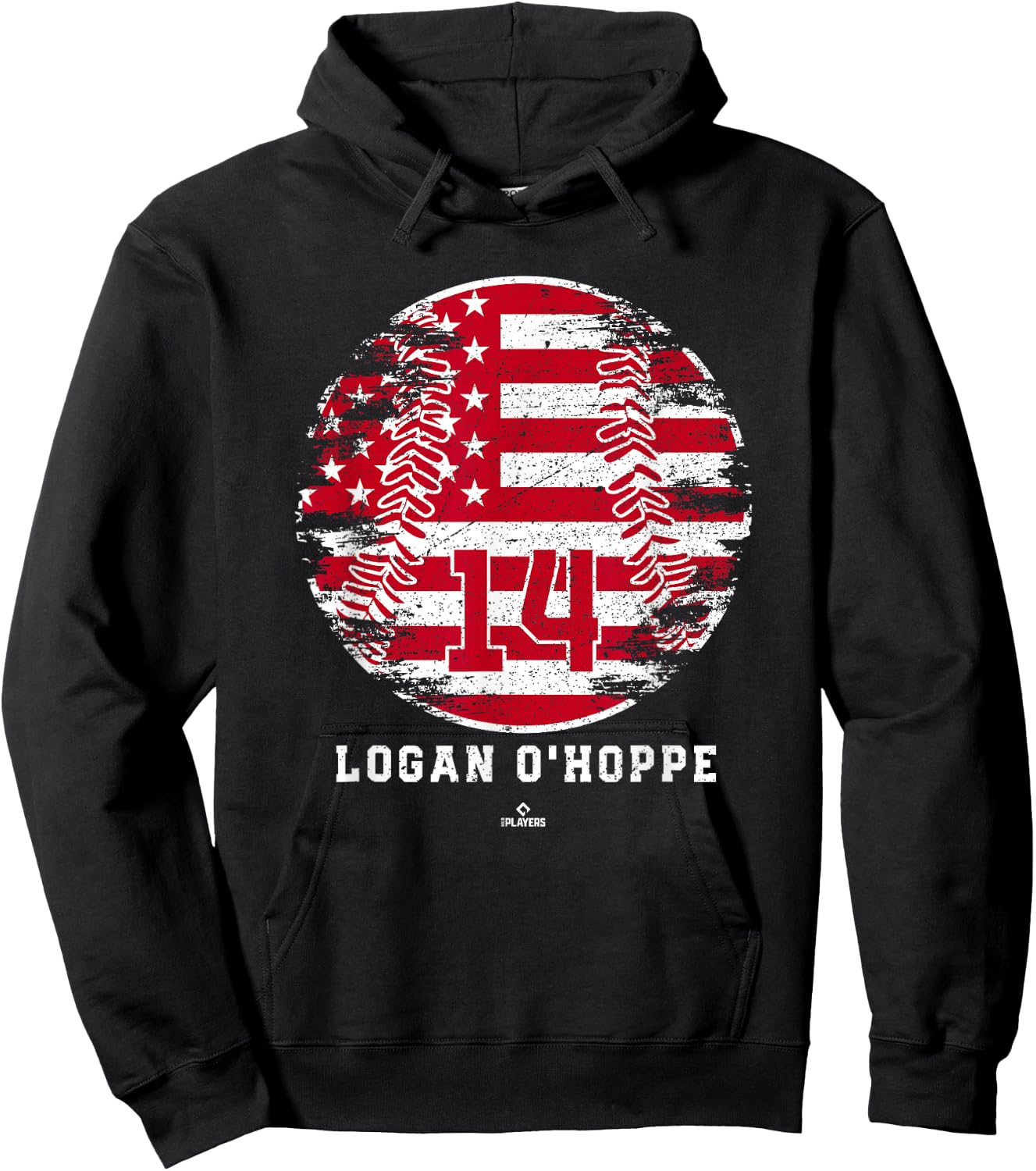 Vintage Baseball Flag Logan O Hoppe Los Angeles MLBPA Hoodie - Hoodie | Black