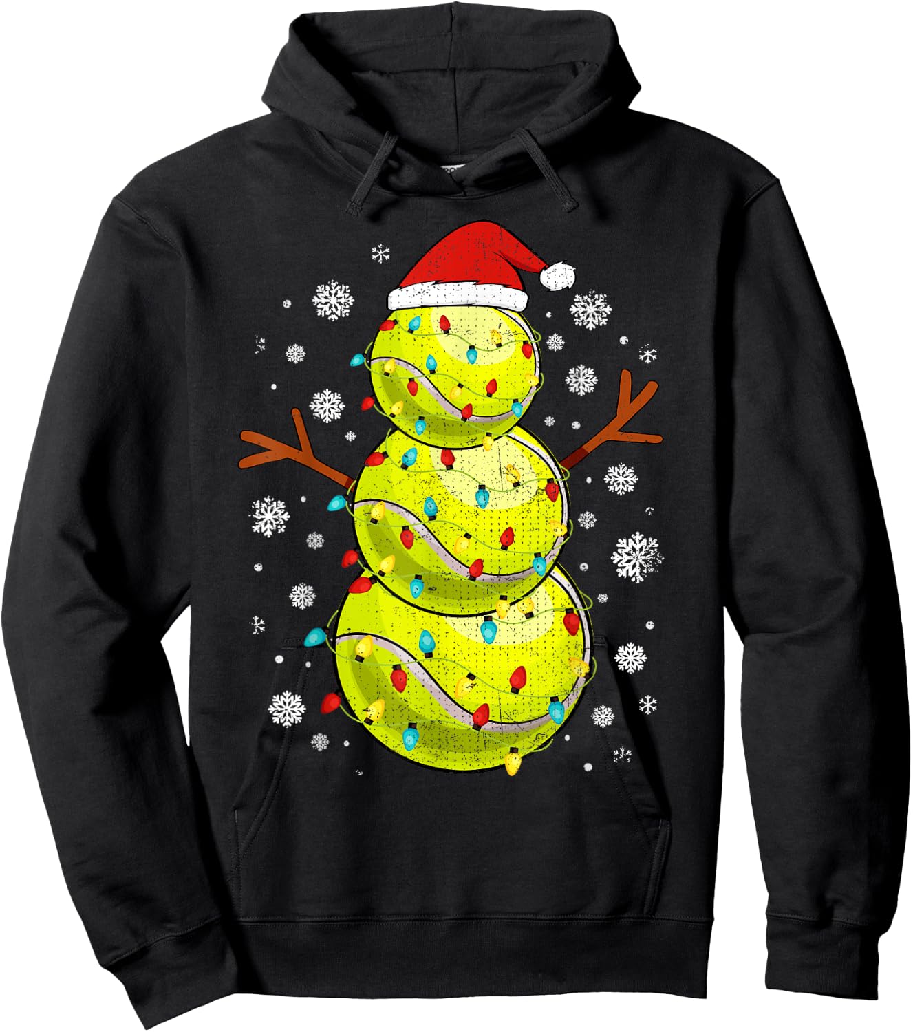Tennis Snowman Sports Christmas Hoodie - Hoodie | Black