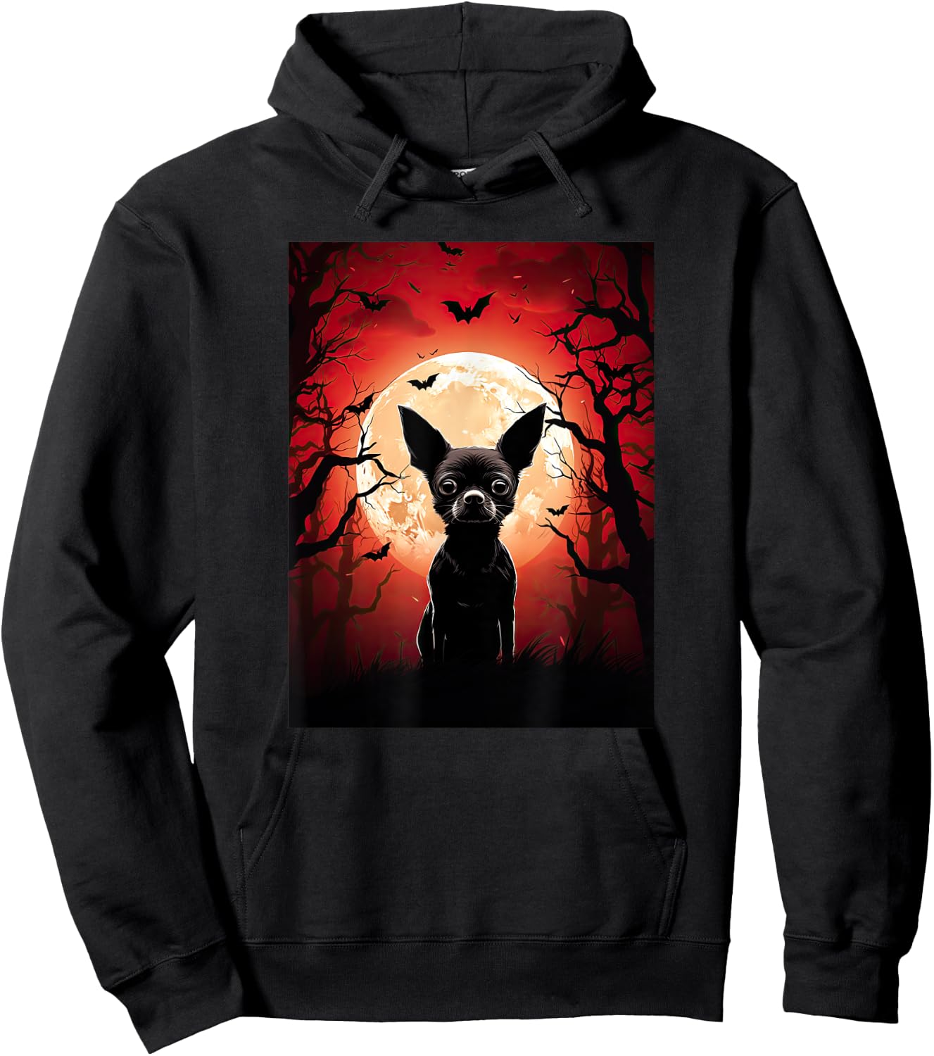 Evil Chihuahua Dog Moon Silhouette Halloween Cute Chihuahua Women Hoodie - Hoodie | Black