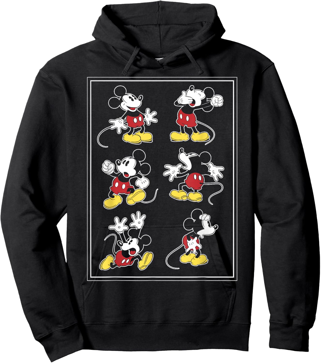 Disney Mickey Mouse Many Emotions Border Hoodie - Hoodie | Black