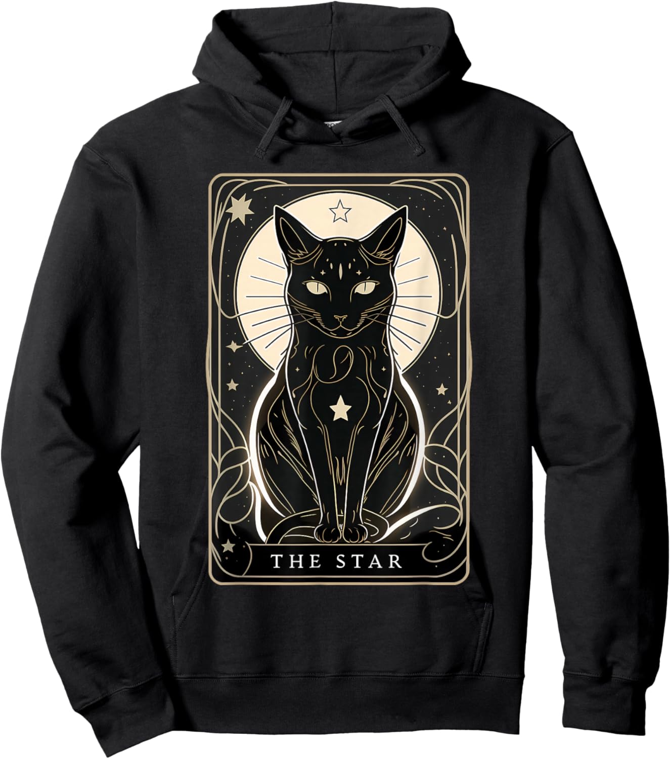Star Cat Tarot Card Graphic for Tarot Cat Lovers Hoodie - Hoodie | Black