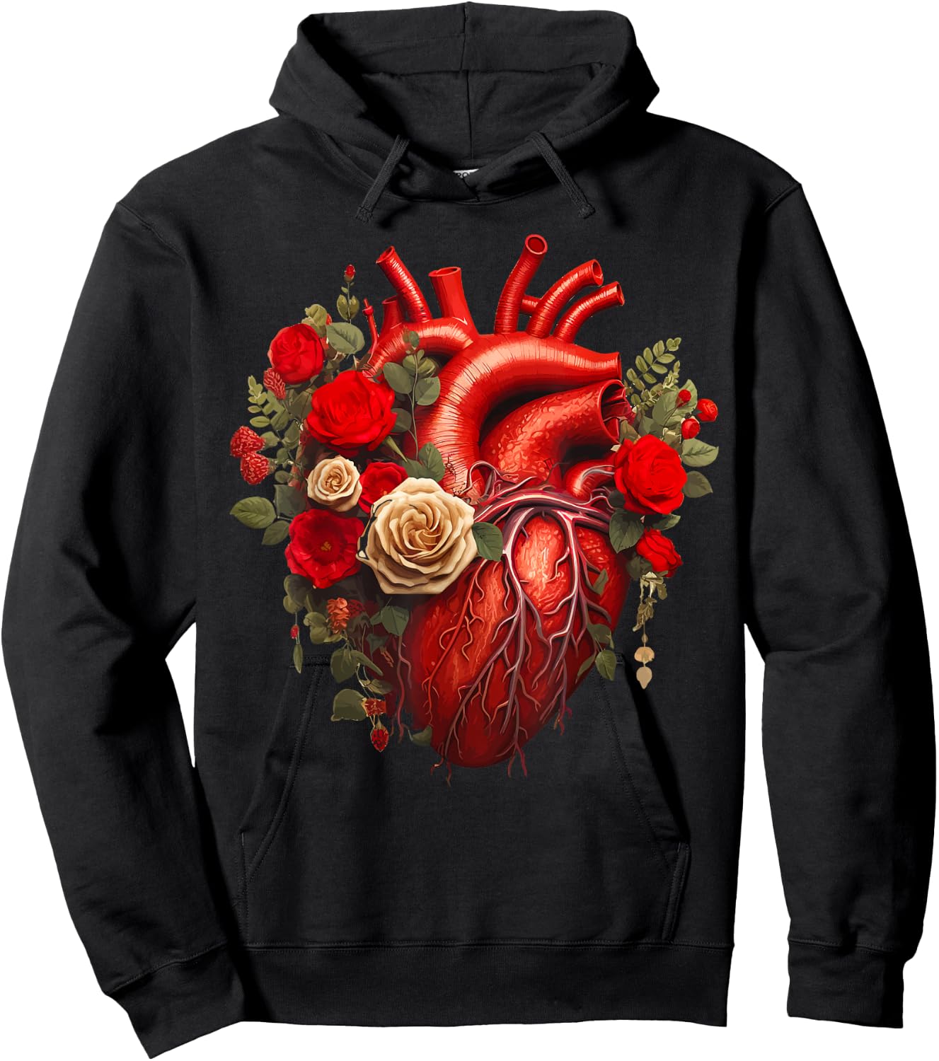 Cardiology Medical Cardiac Nurse Floral Anatomical Heart Hoodie - Hoodie | Black