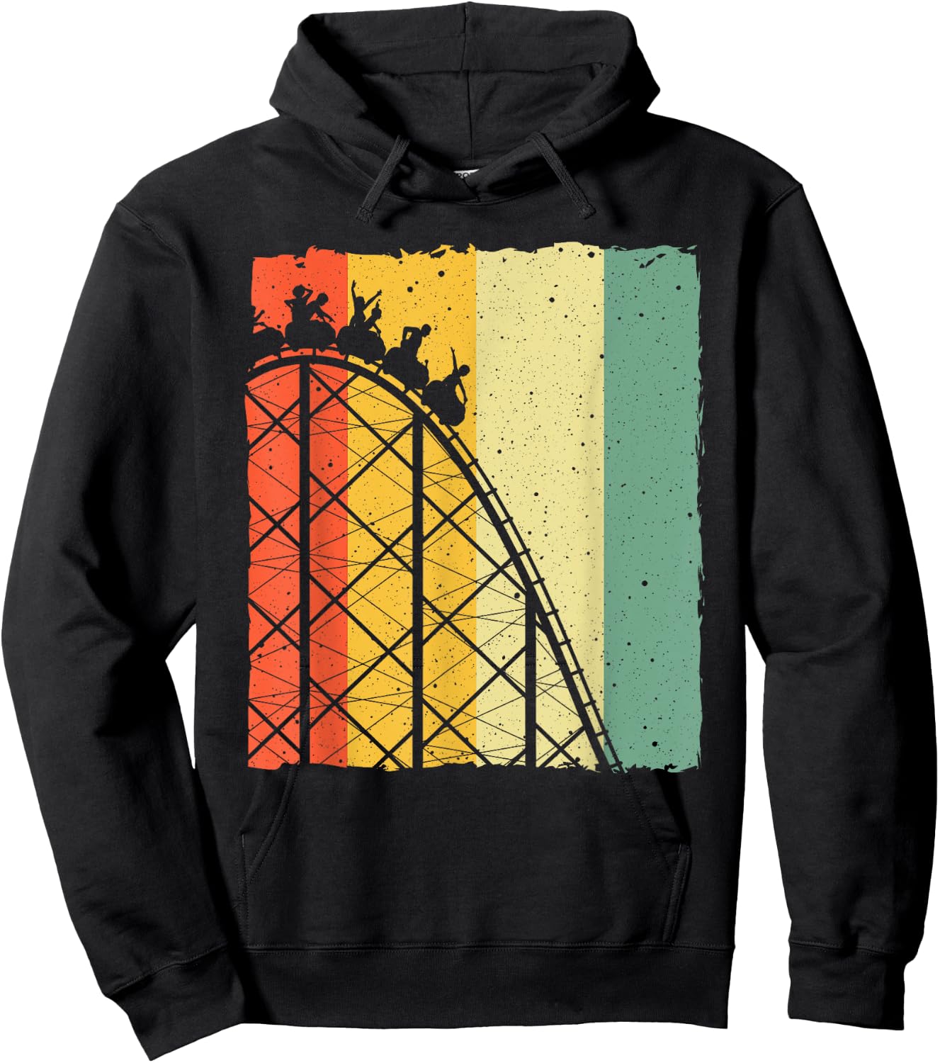 Cute Vintage Roller Coaster Design Men Women Amusement Park Hoodie - Hoodie | Black