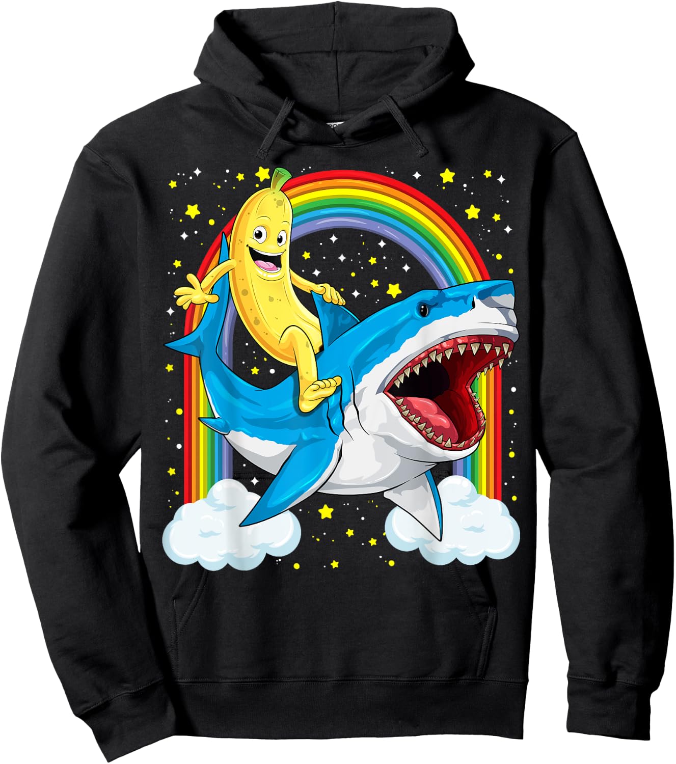 Banana Shirt Banana Shark Fruitful Sea Predator Funny Hoodie - Hoodie | Black
