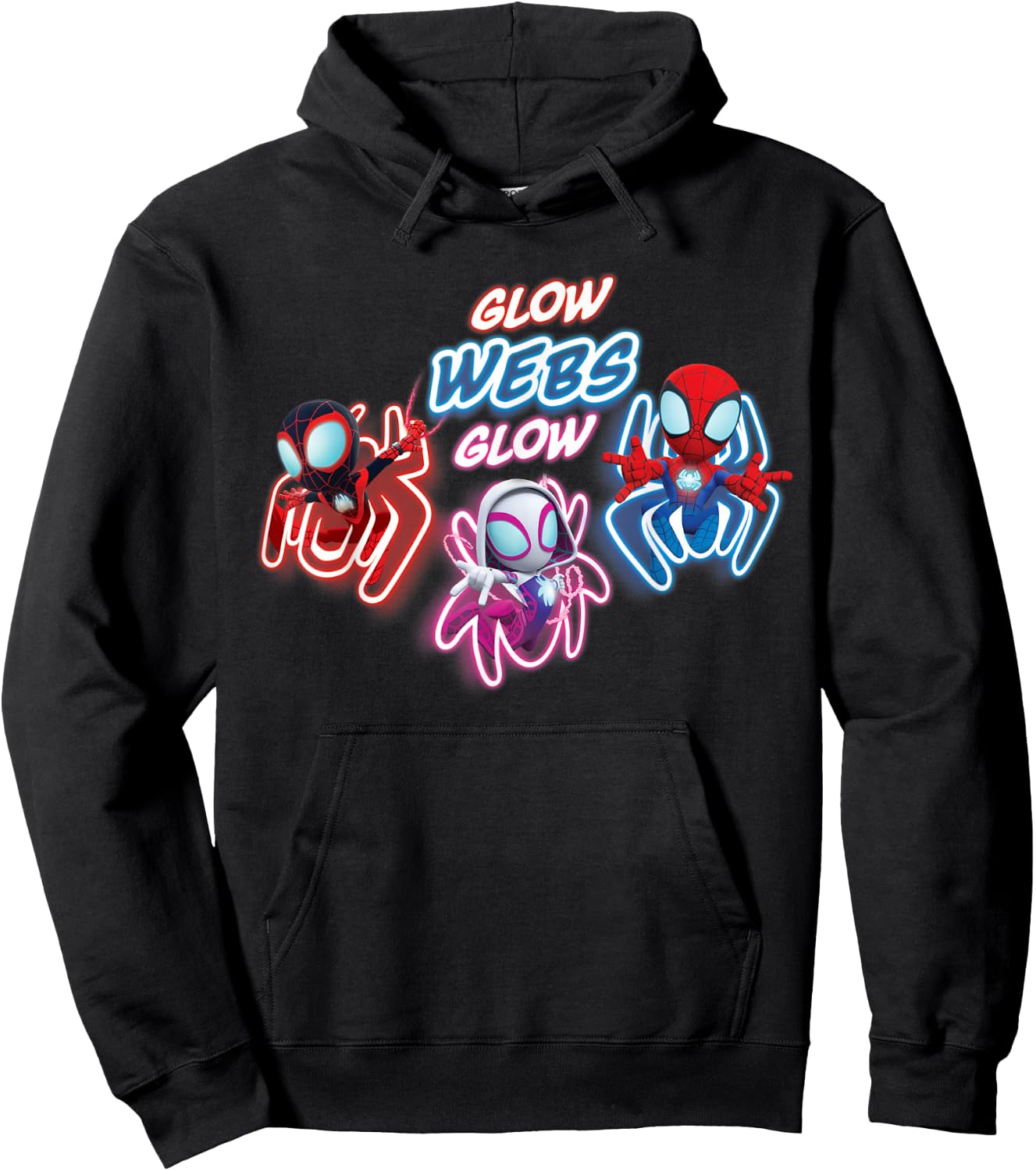 Marvel Spidey and His Amazing Friends Glow Webs Glow Action Hoodie - Hoodie | Black