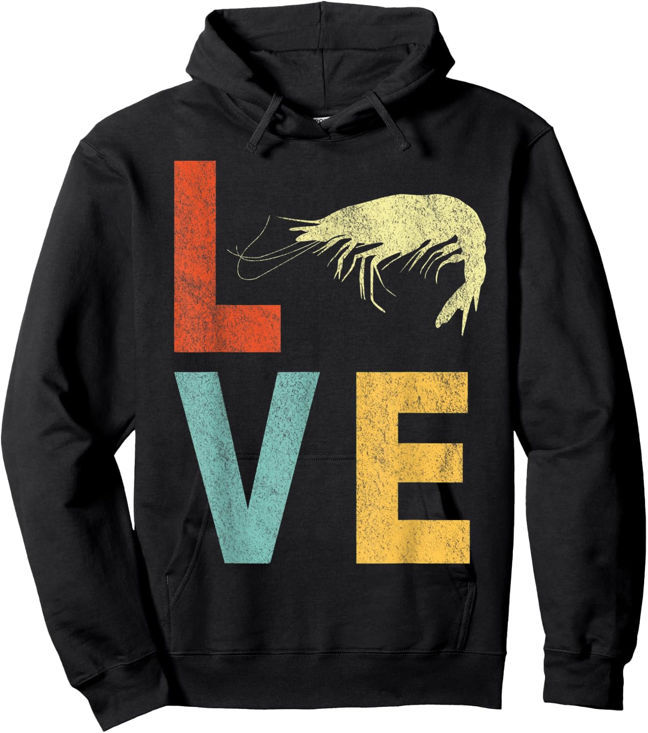 Retro Love Shrimp Lover Funny Shrimp Quote Vintage Hoodie - Hoodie | Black