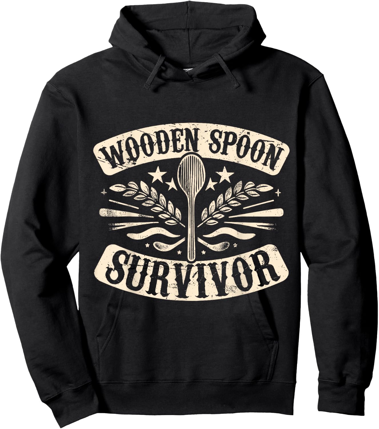 Wooden Spoon Survivor Design Women Funny Vintage Hoodie - Hoodie | Black