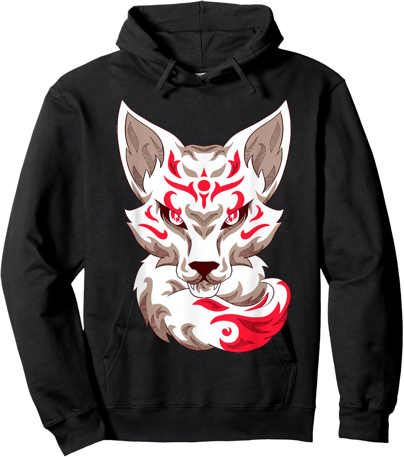 Kitsune Mask Nine-Tailed Fox Hoodie - Hoodie | Black
