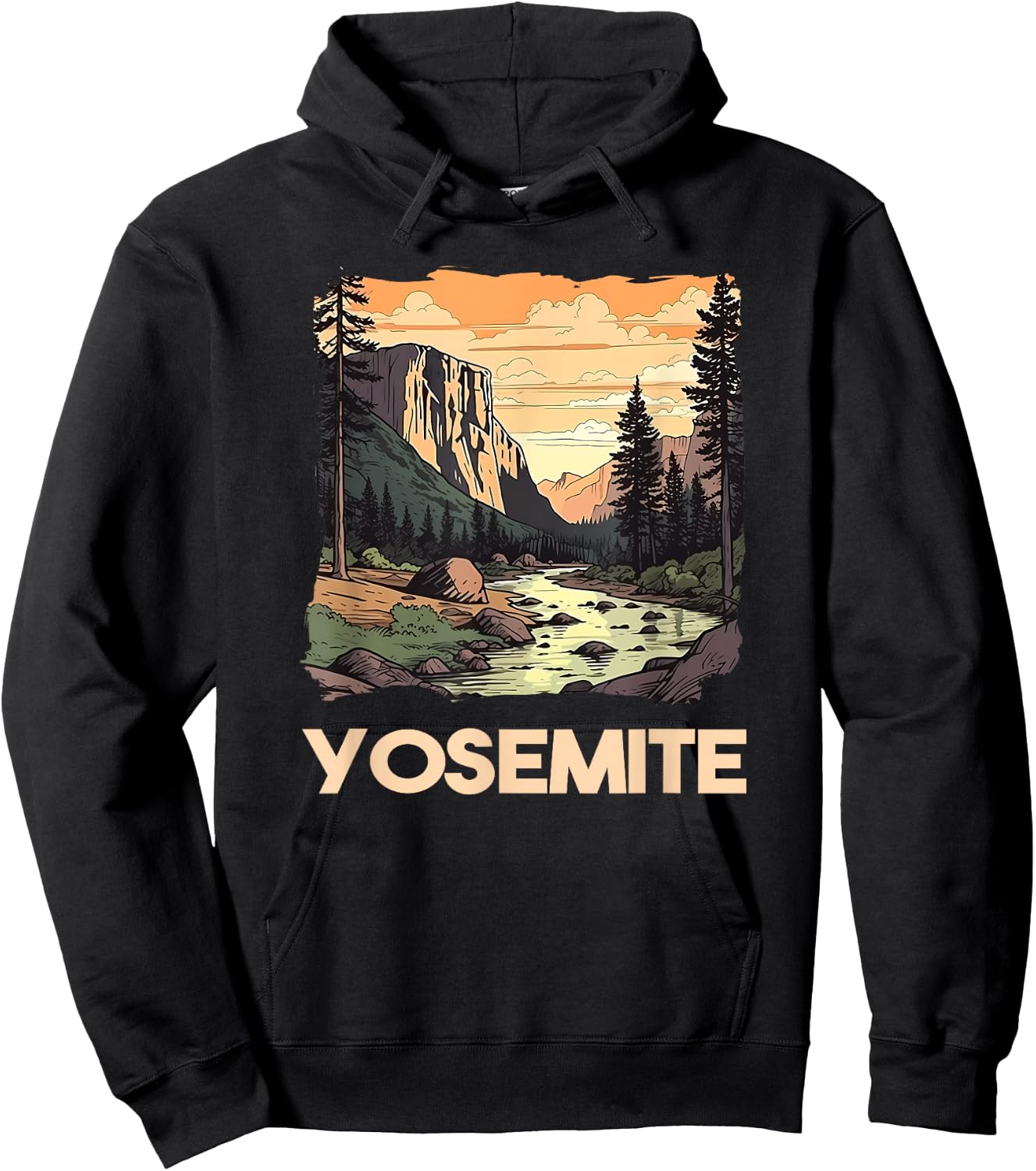 Vintage Yosemite National Park Nature Lover Adventure Hoodie - Hoodie | Black