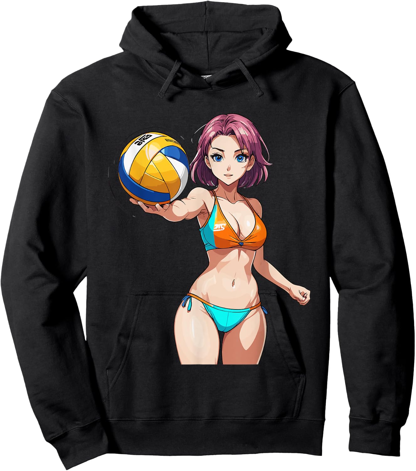 Sexy Fitness Anime Volleyball Girl in Sport Outfit Hoodie - Hoodie | Black