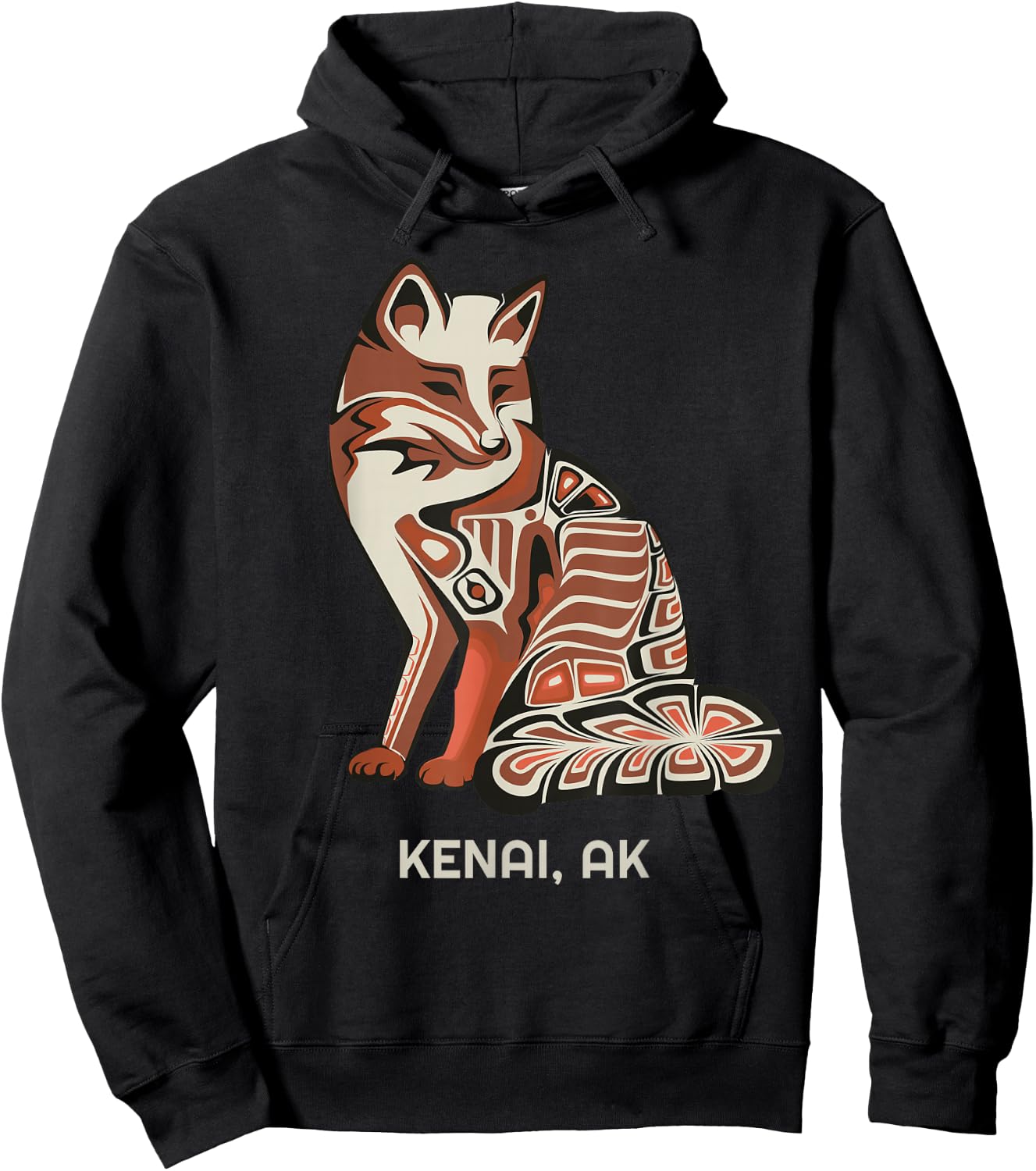 Tribal Fox Kenai Alaska Native American Style Art Hoodie - Hoodie | Black