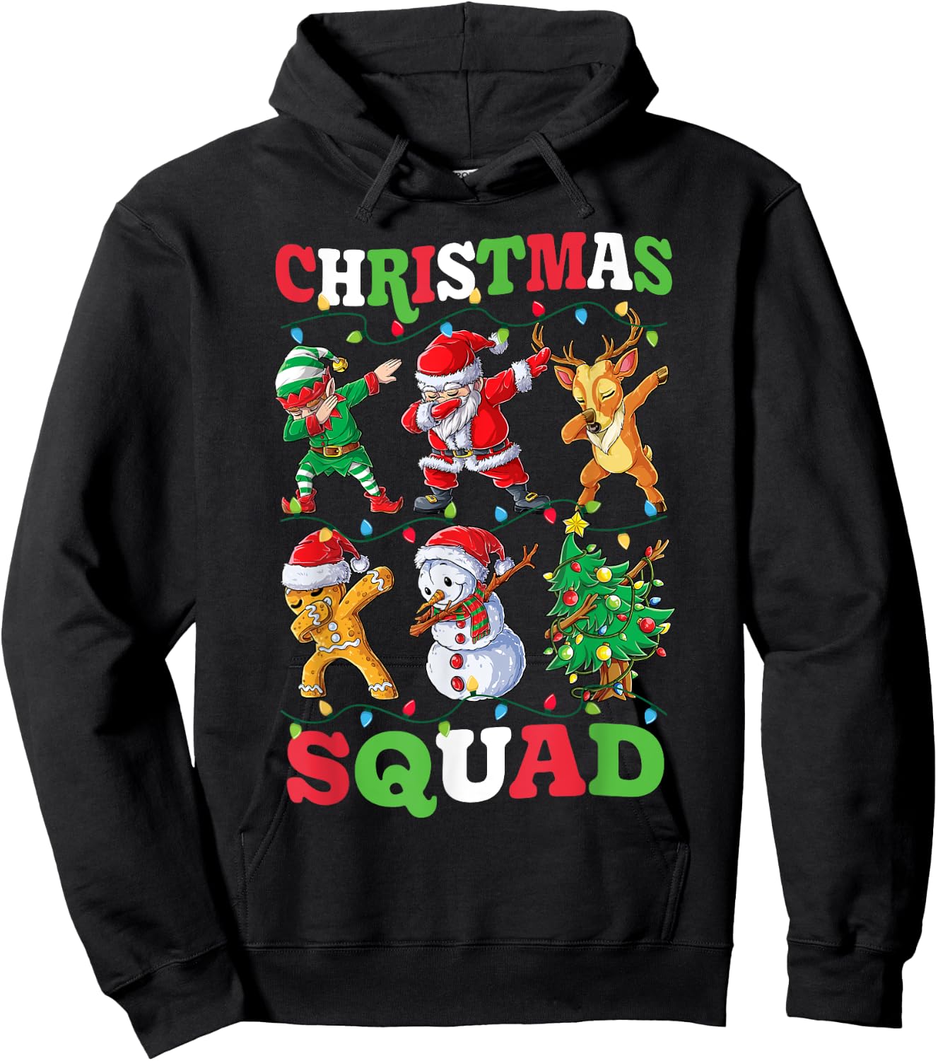 Christmas Squad Santa Dabbing Elf Family Matching Pajamas Hoodie - Hoodie | Black