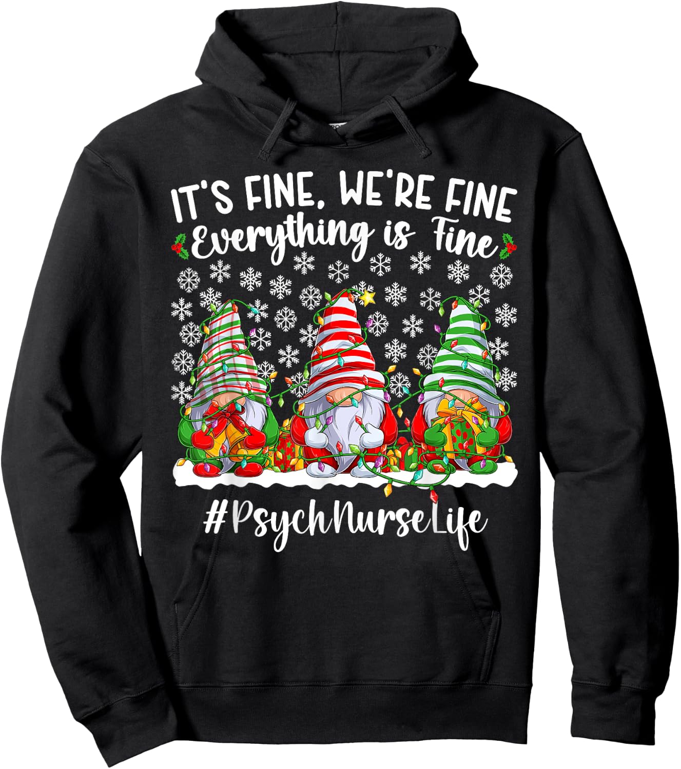 Funny Psych Nurse Christmas Psychiatric Nursing Xmas Party Hoodie - Hoodie | Black