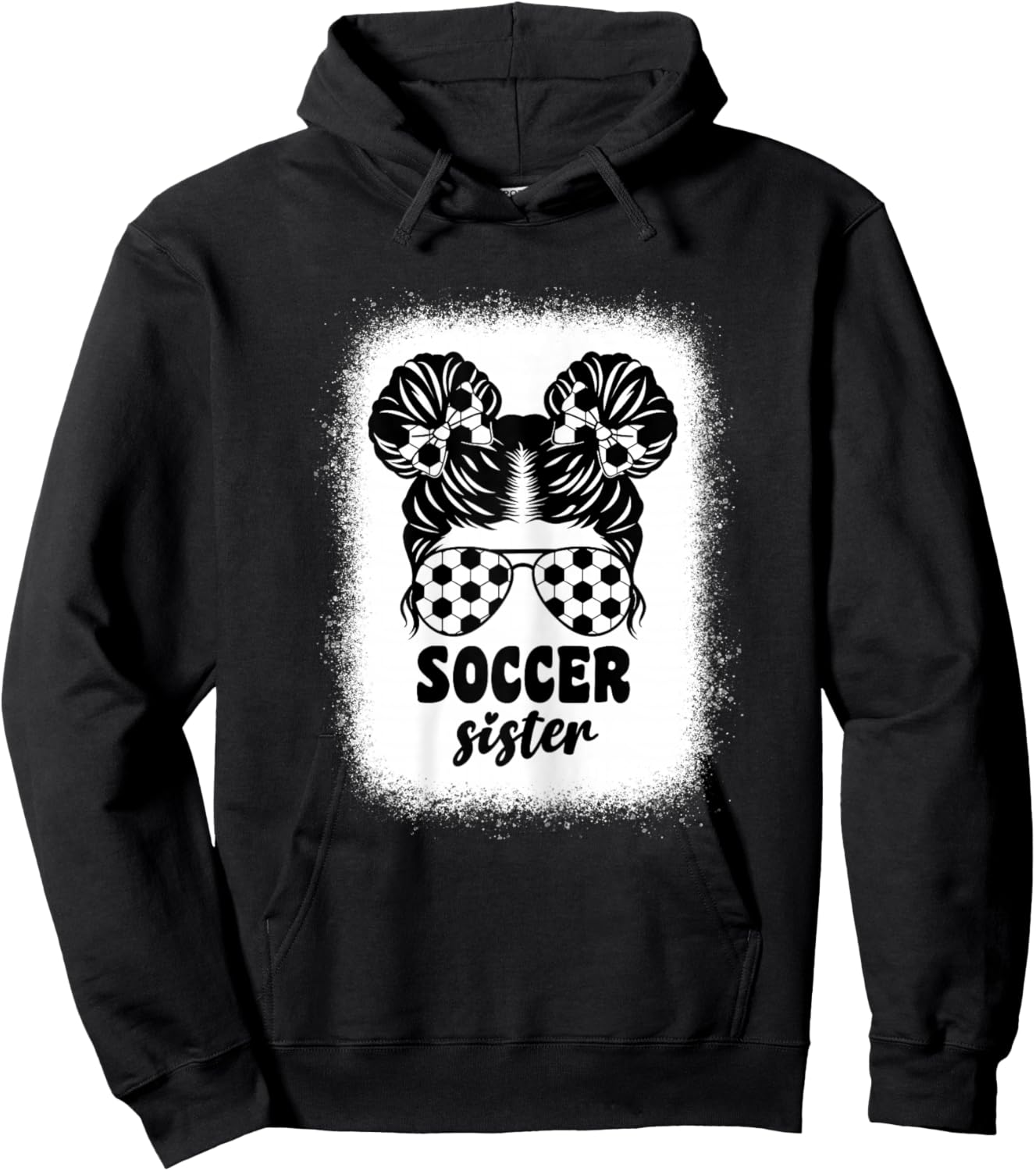 Proud Soccer Little Sister For Baby Girls Kids Messy Bun Fun Hoodie - Hoodie | Black
