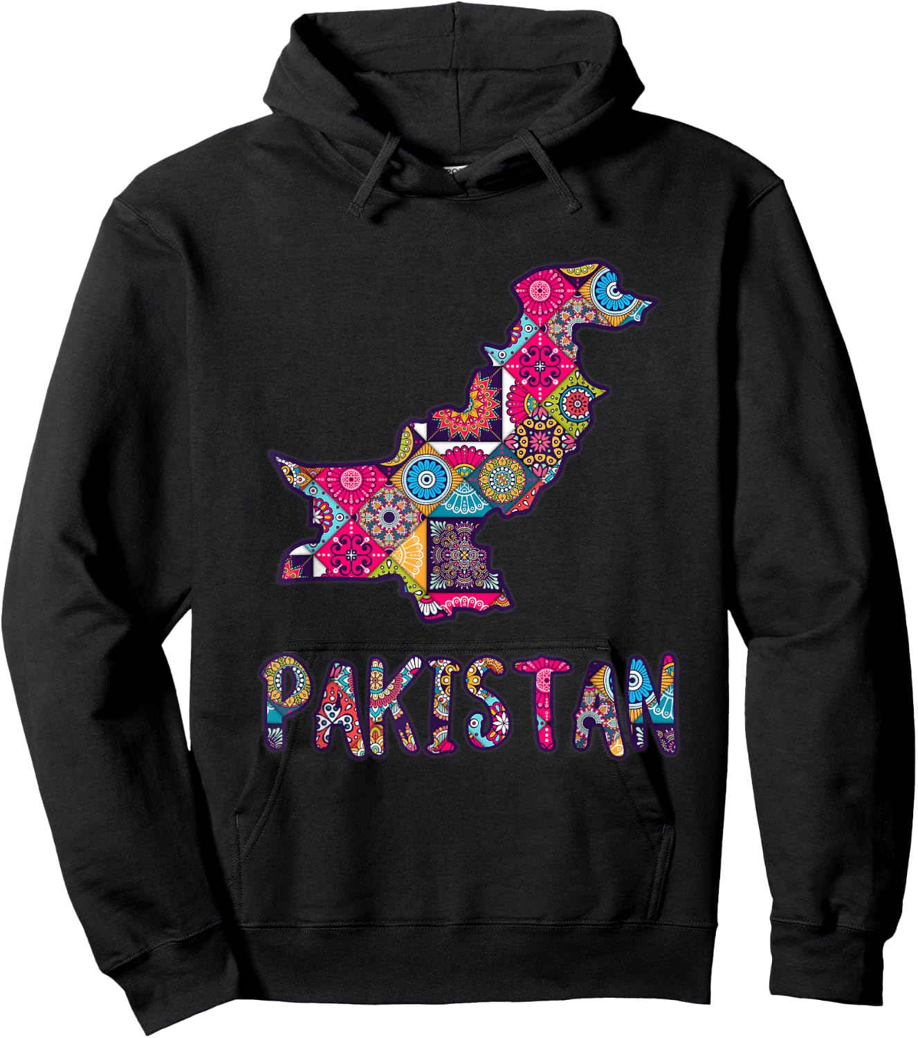 Pakistan Map filled with Pakistani truck art pattern Hoodie - Hoodie | Black