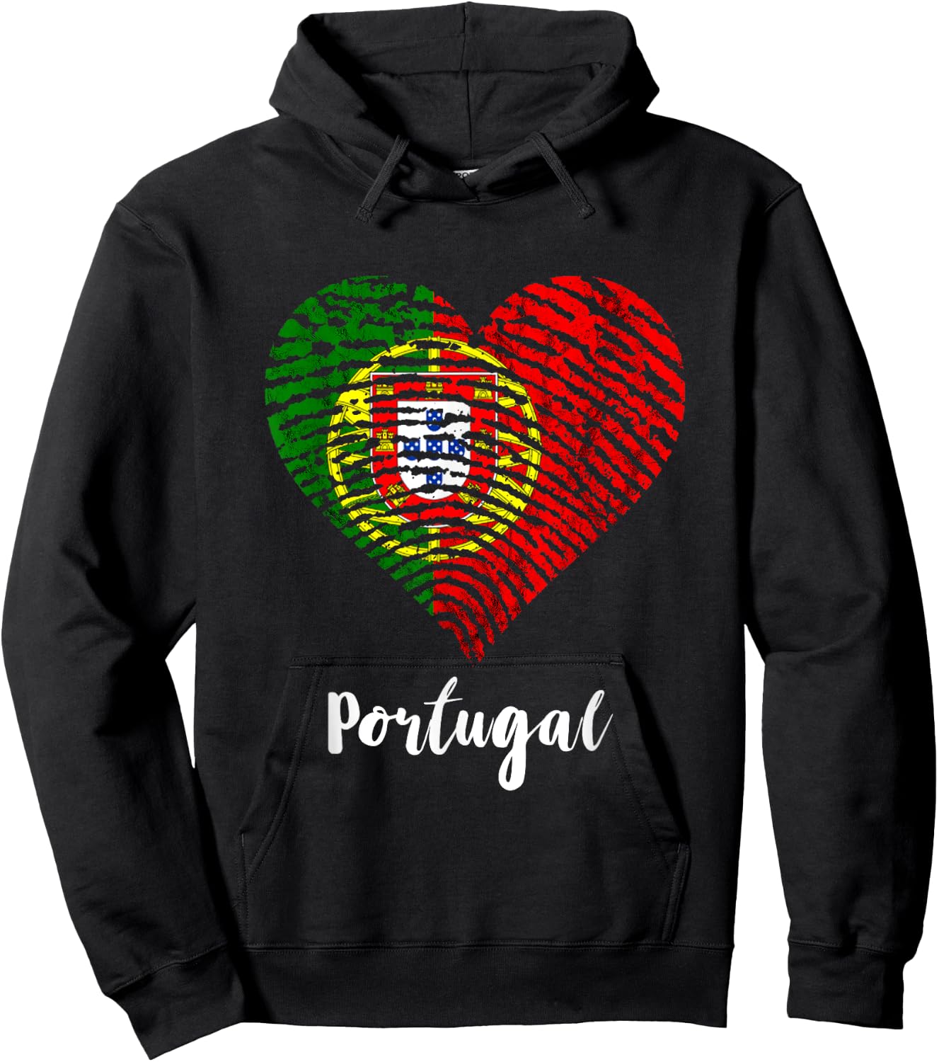 Portugal Flag Heart Thumbmark Portuguese Pride Portugal Hoodie - Hoodie | Black