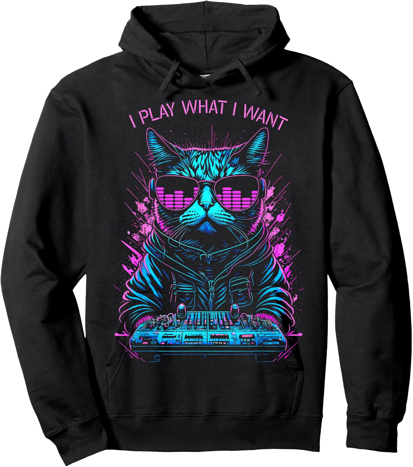 House Cat DJ I Play What I Want Rave EDM Music Equalizer Women Hoodie - Hoodie | Black
