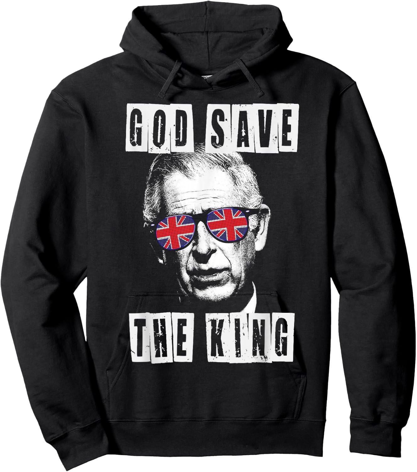 God Save The King. King's Coronation. Union Jack Charles Hoodie - Hoodie | Black