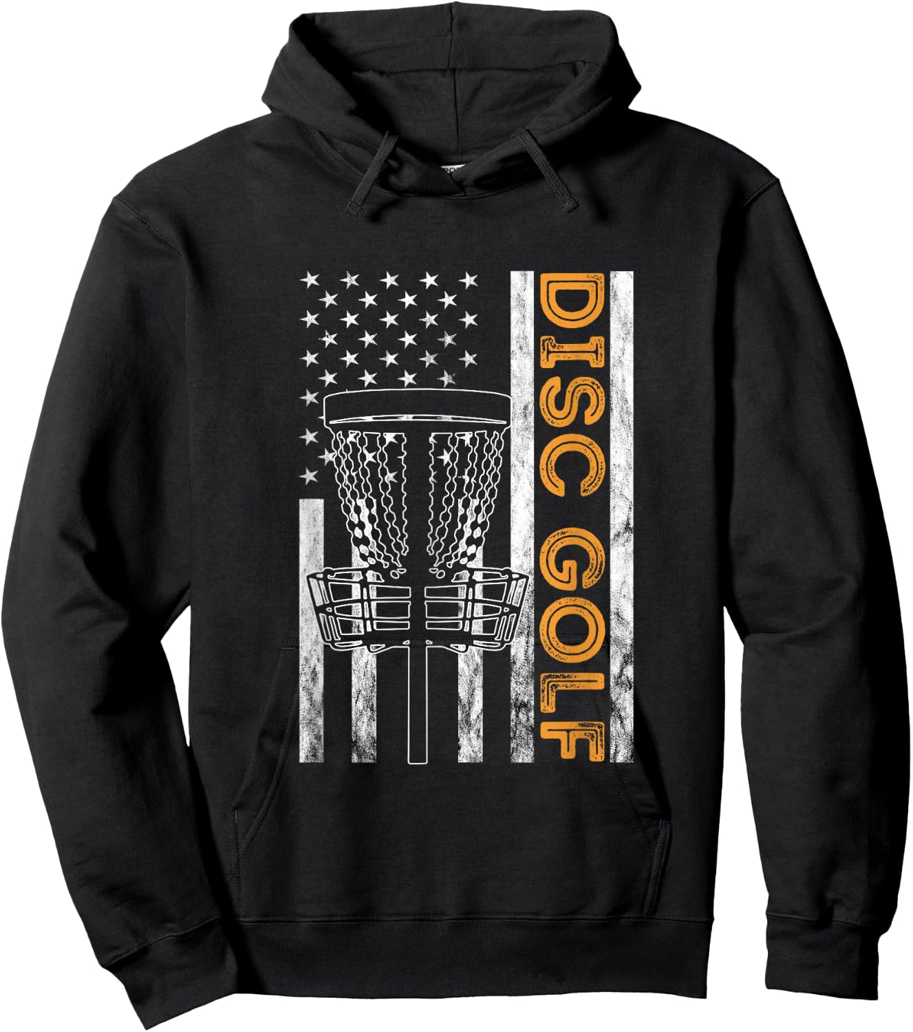 Disc Golf USA Flag America Frisbee Golf Disc Golf Player Kids Men Hoodie - Hoodie | Black