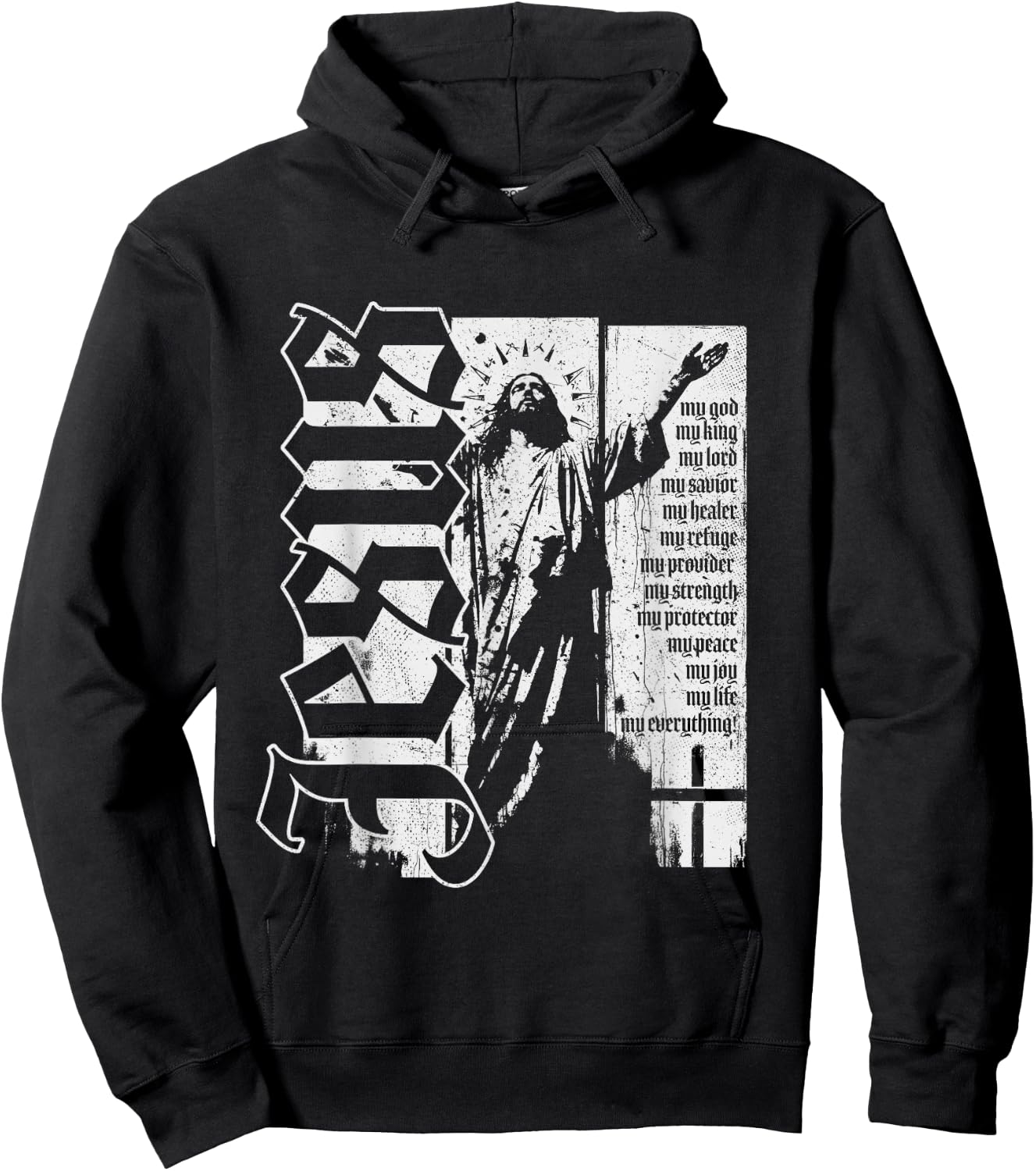 Jesus Christ God King Lord Savior Strength Prayer Christian Hoodie - Hoodie | Black