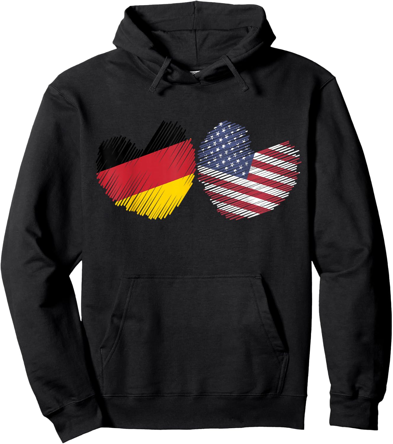 Germany USA Heart German Flag American Flag Grunge Heart Hoodie - Hoodie | Black