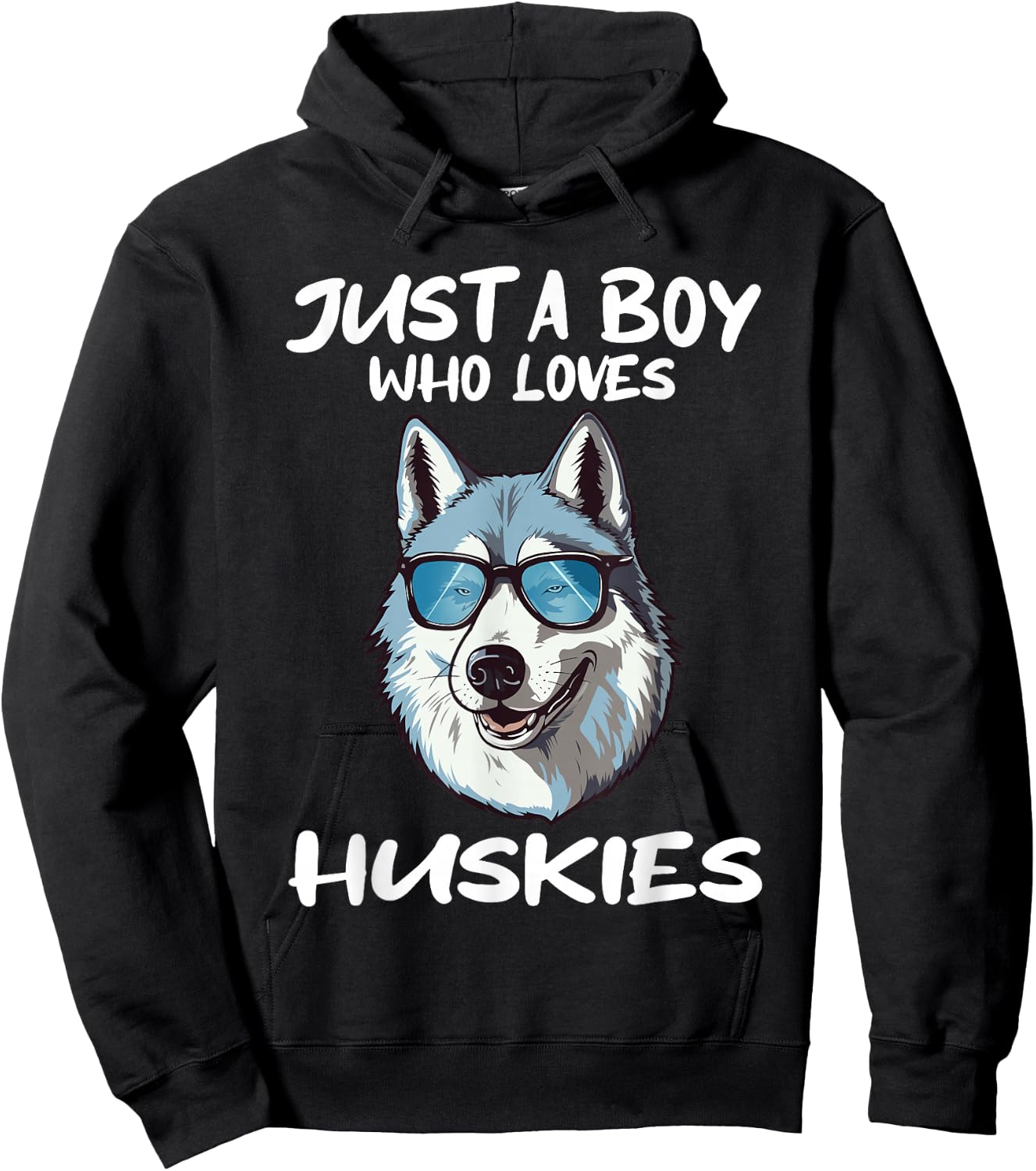 Just A Boy Who Loves Huskies Dog Animal Gift Hoodie - Hoodie | Black