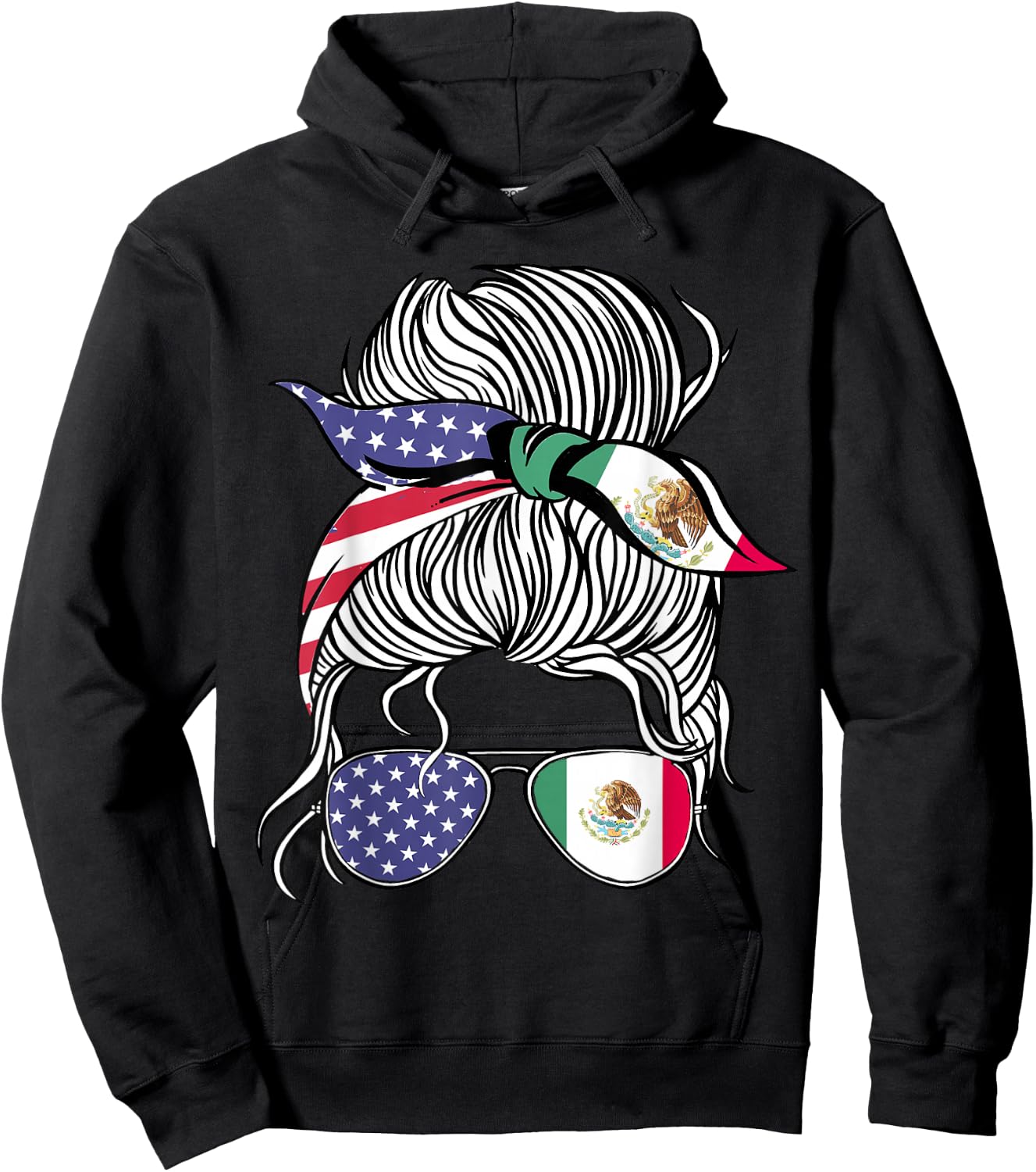 Mexican American Patriot Grown Proud Women Girl Flag Small Hoodie - Hoodie | Black