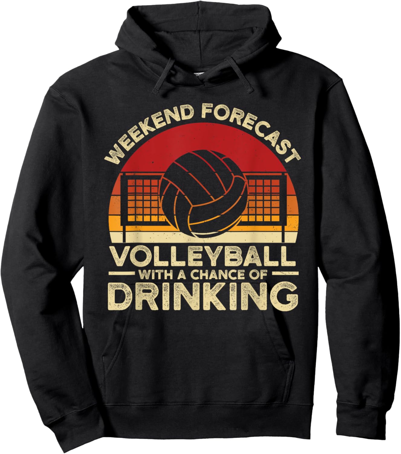 Funny Weekend Forecast Volleyball Retro Setter Vintage Hoodie - Hoodie | Black