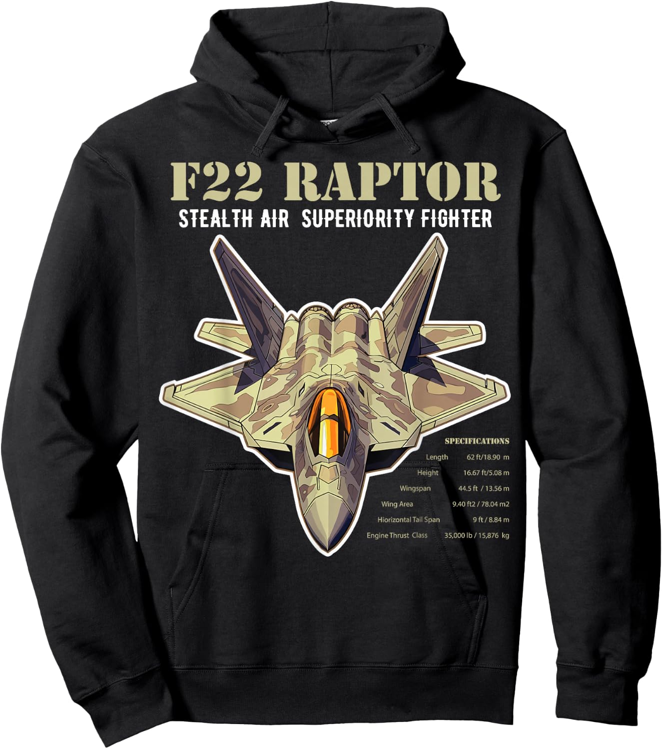 F-22 Raptor Fighter Jet Military Aircraft Men Dad Hoodie - Hoodie | Black