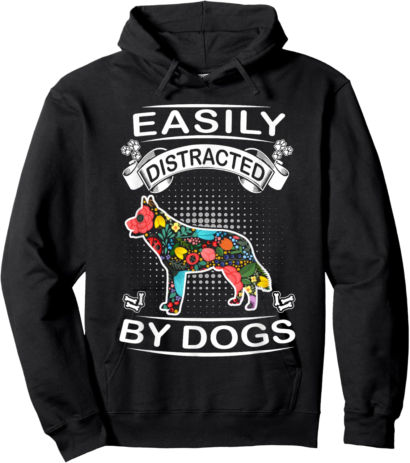 Easily Distracted By Dogs Siberian Husky Dog Lovers Puppy Hoodie - Hoodie | Black