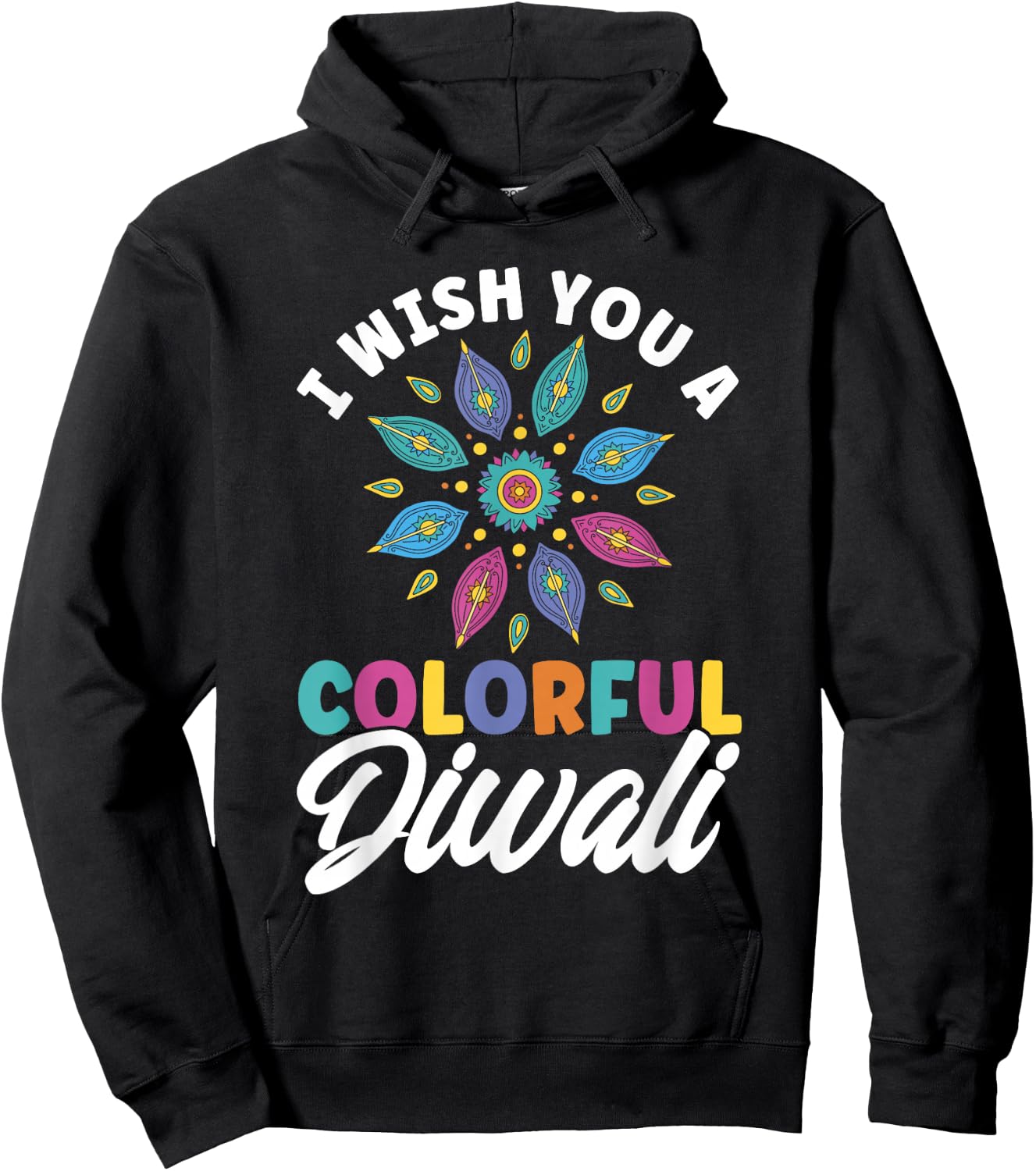 Shubh Deepalawi Colorful Diwali Diwali Hoodie - Hoodie | Black