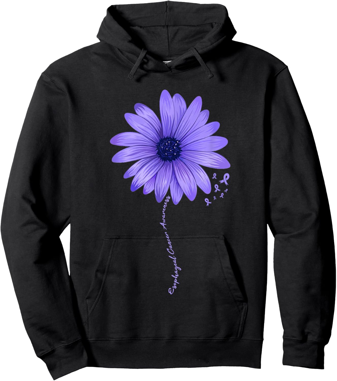 Esophageal Cancer Awareness Sunflower Periwinkle ribbon Hoodie - Hoodie | Black