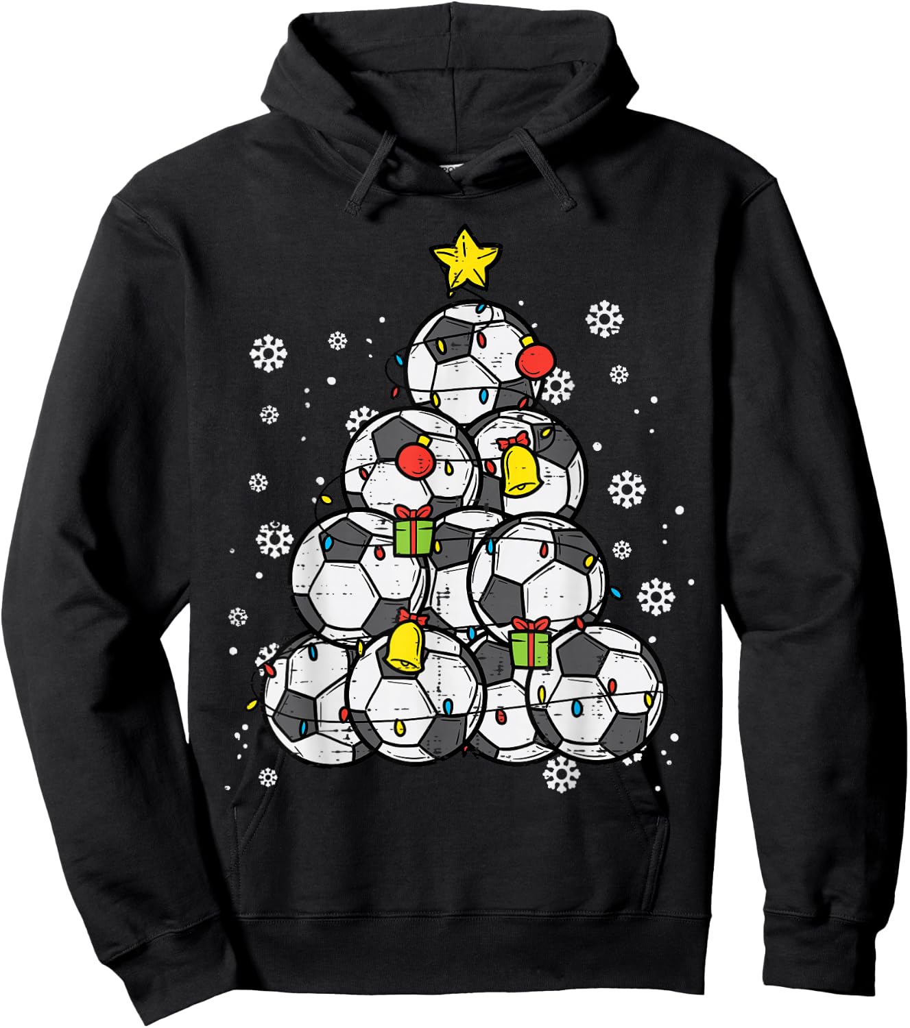 Soccer Christmas Tree Xmas Player Boys Girls Men Women Kids Hoodie - Hoodie | Black