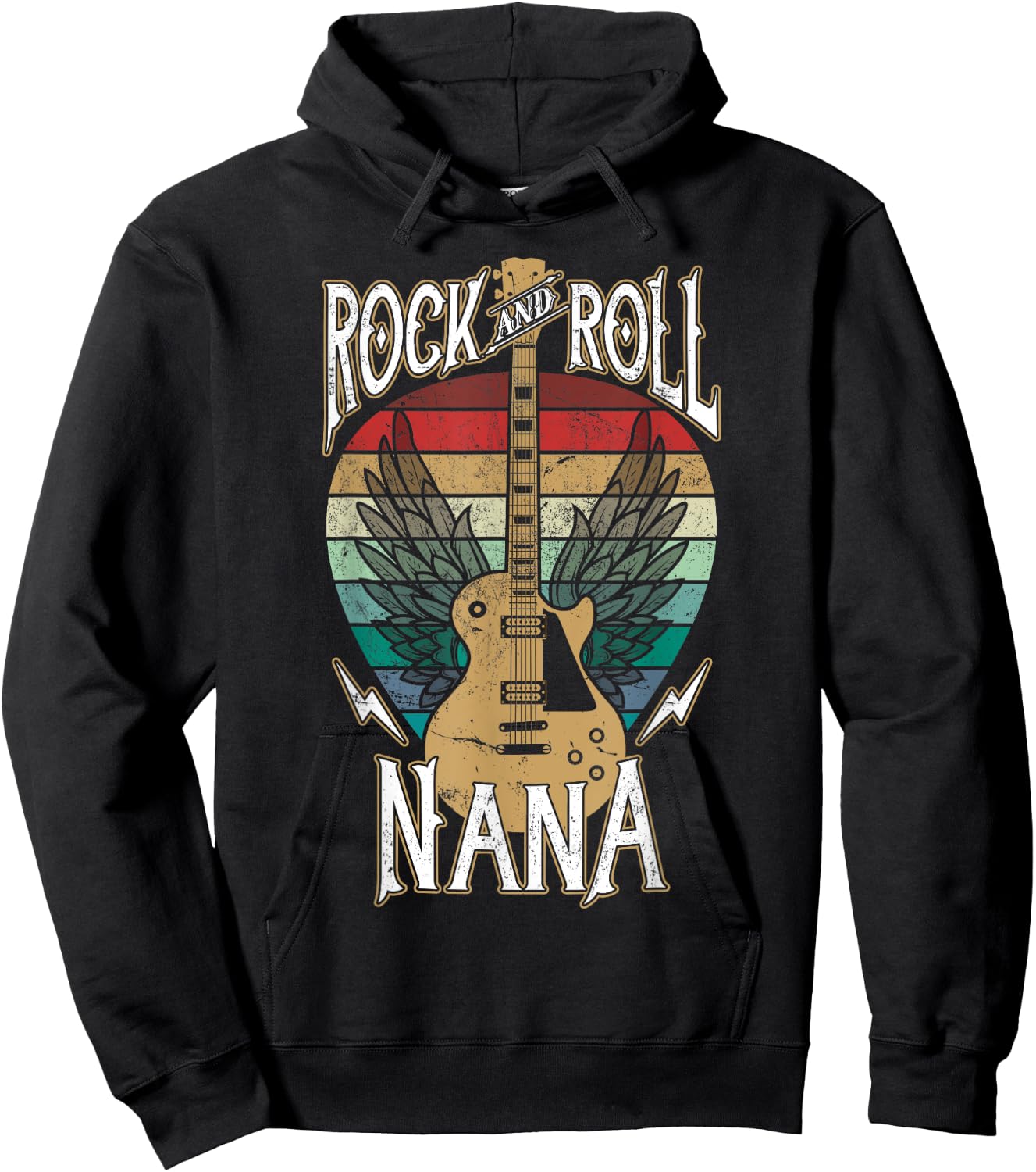 Rock n Roll Nana Vintage Guitar Player Music Lover Hoodie - Hoodie | Black