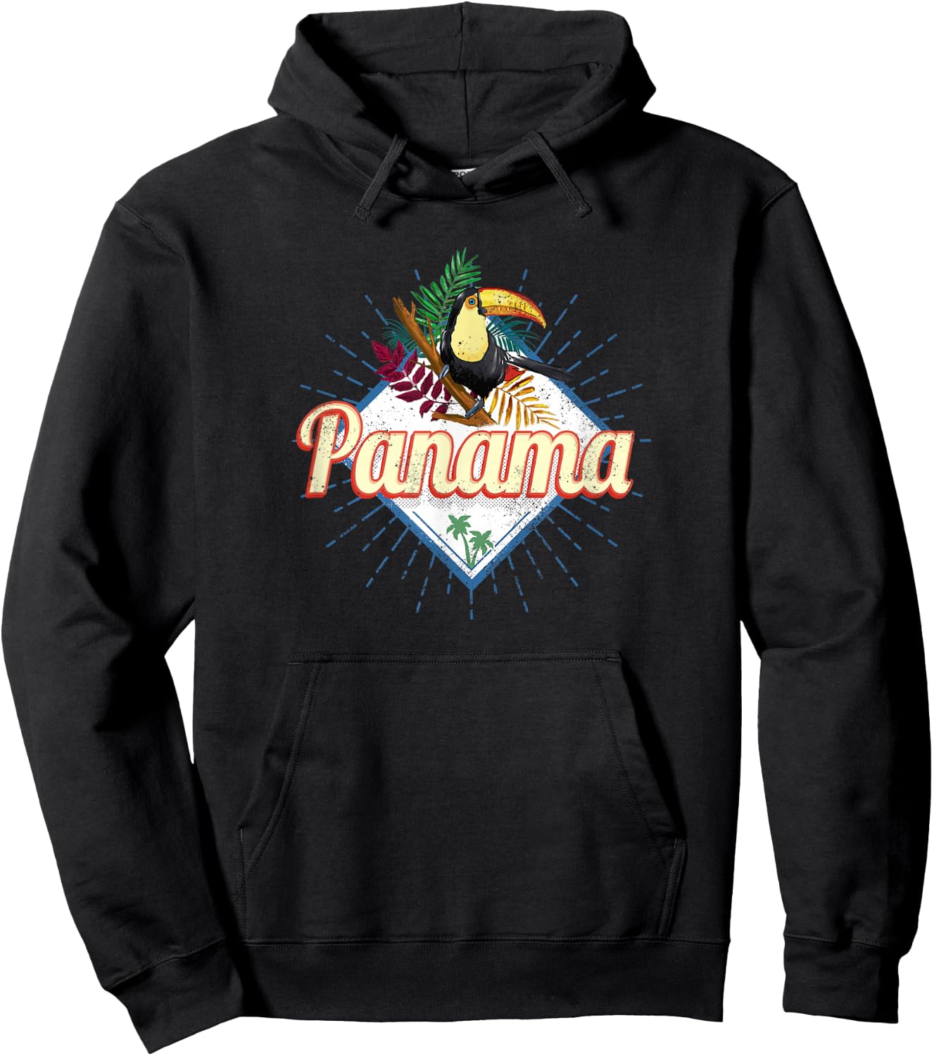 Panama City Toucan Retro Palm Trees Vintage Souvenir Hoodie - Hoodie | Black