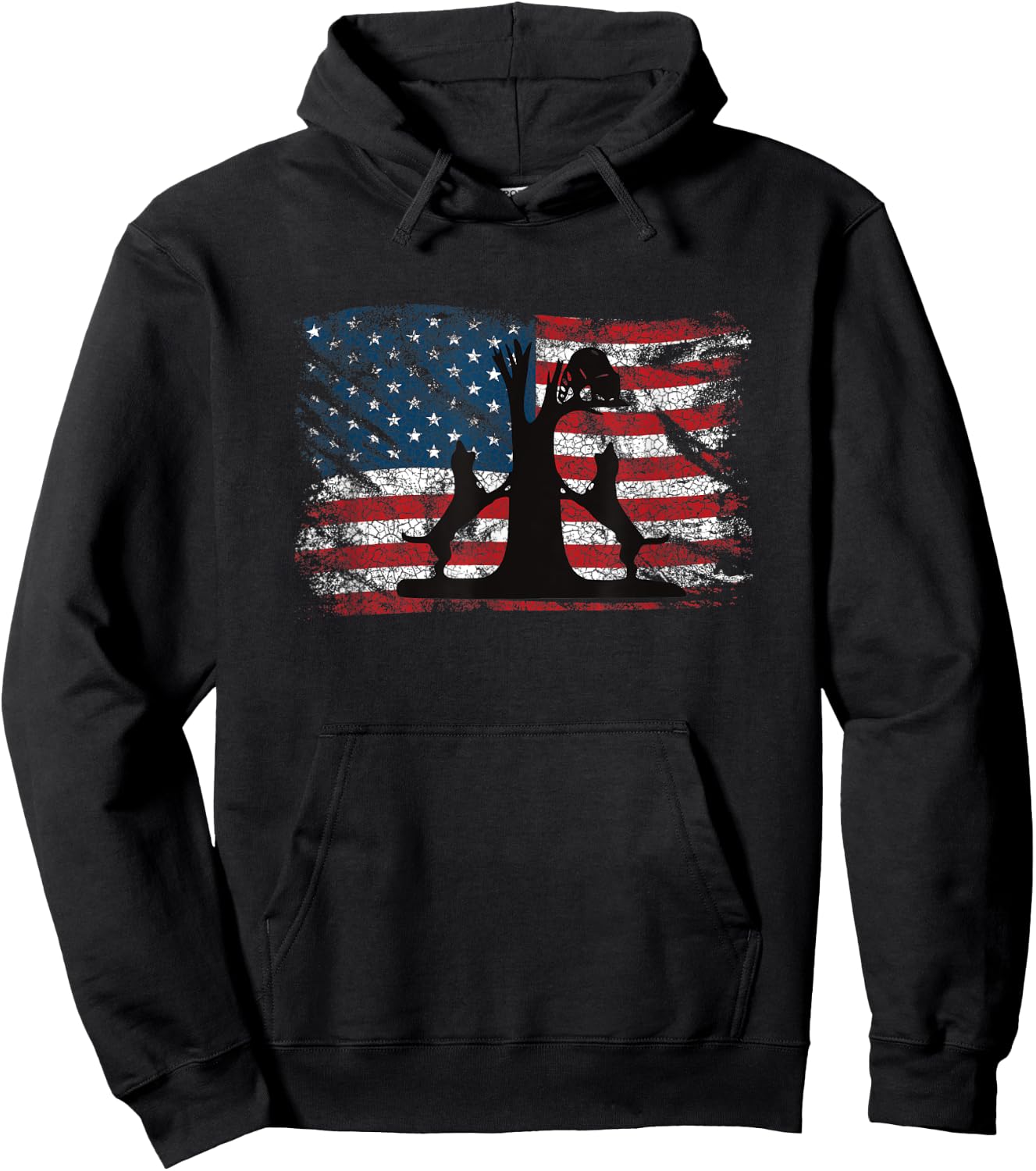 Patriotic Coon Hunting Dogs American Flag Hoodie - Hoodie | Black