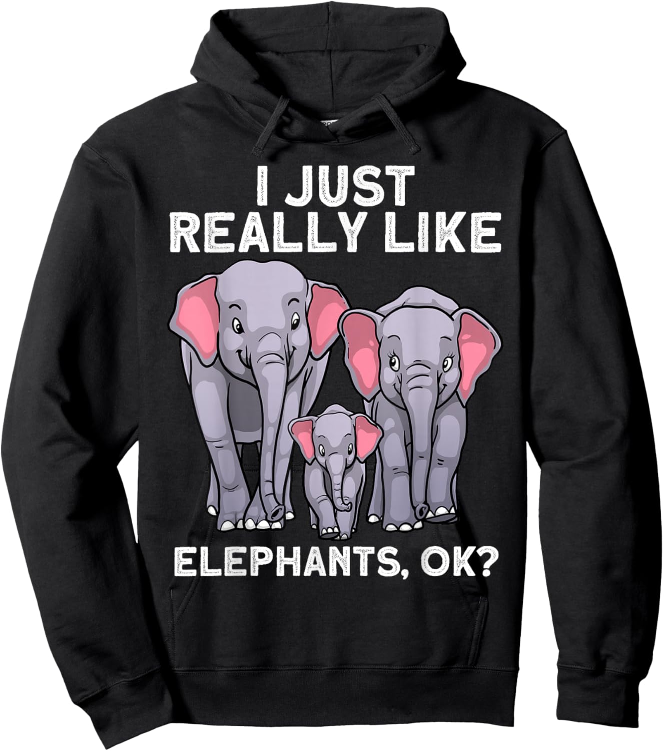 Cute Elephant Women Kids Land Animal Elephant Lover Hoodie - Hoodie | Black