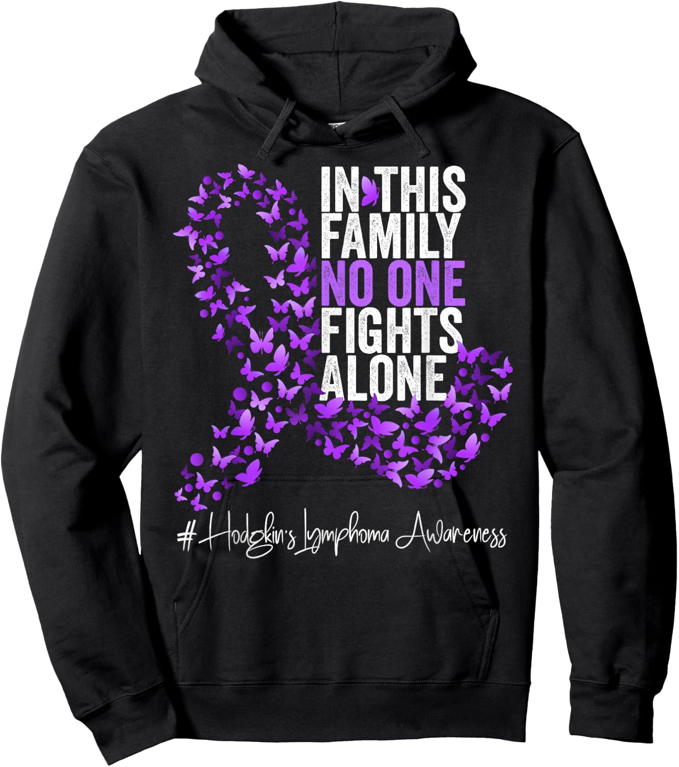Hodgkin's Lymphoma Awareness Month Purple Ribbon Hoodie - Hoodie | Black