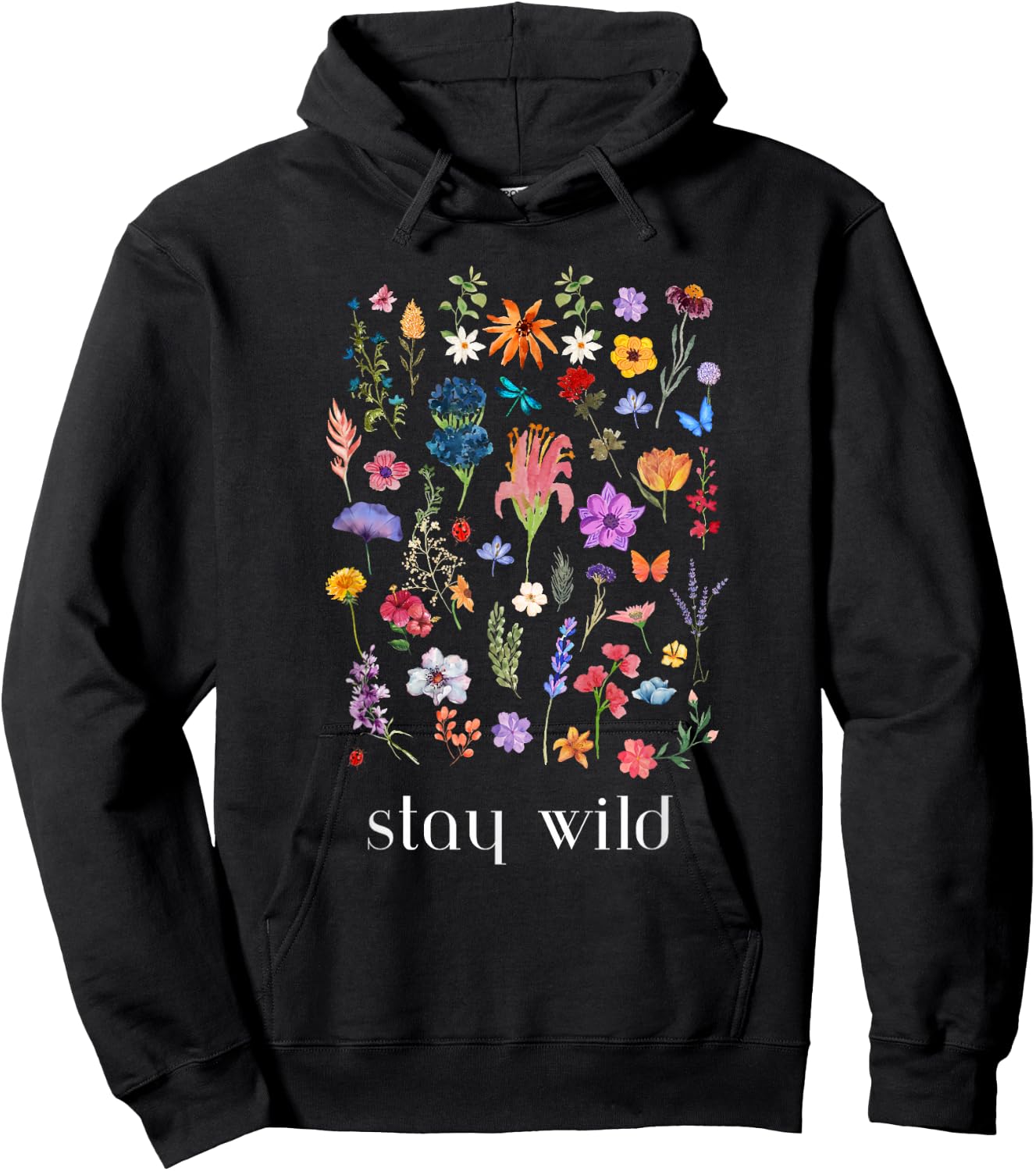 Stay Wild Flowers Hoodie - Hoodie | Black