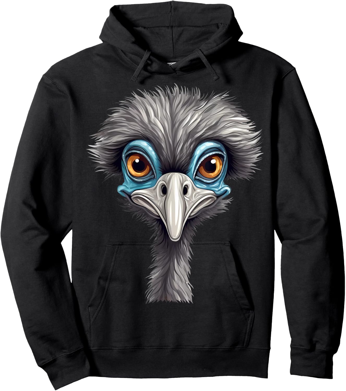 Funny Emu Lover Animal Face Ostrich Hoodie - Hoodie | Black
