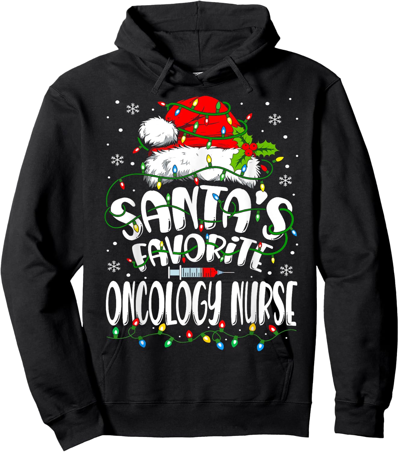 Santa Favorite Oncology Nurse Christmas Oncologist Hoodie - Hoodie | Black