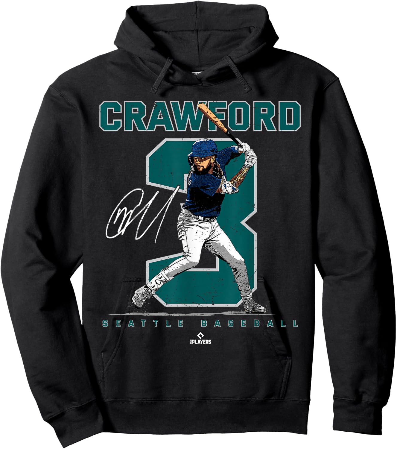 Number and Portrait JP Crawford Seattle MLBPA Hoodie - Hoodie | Black