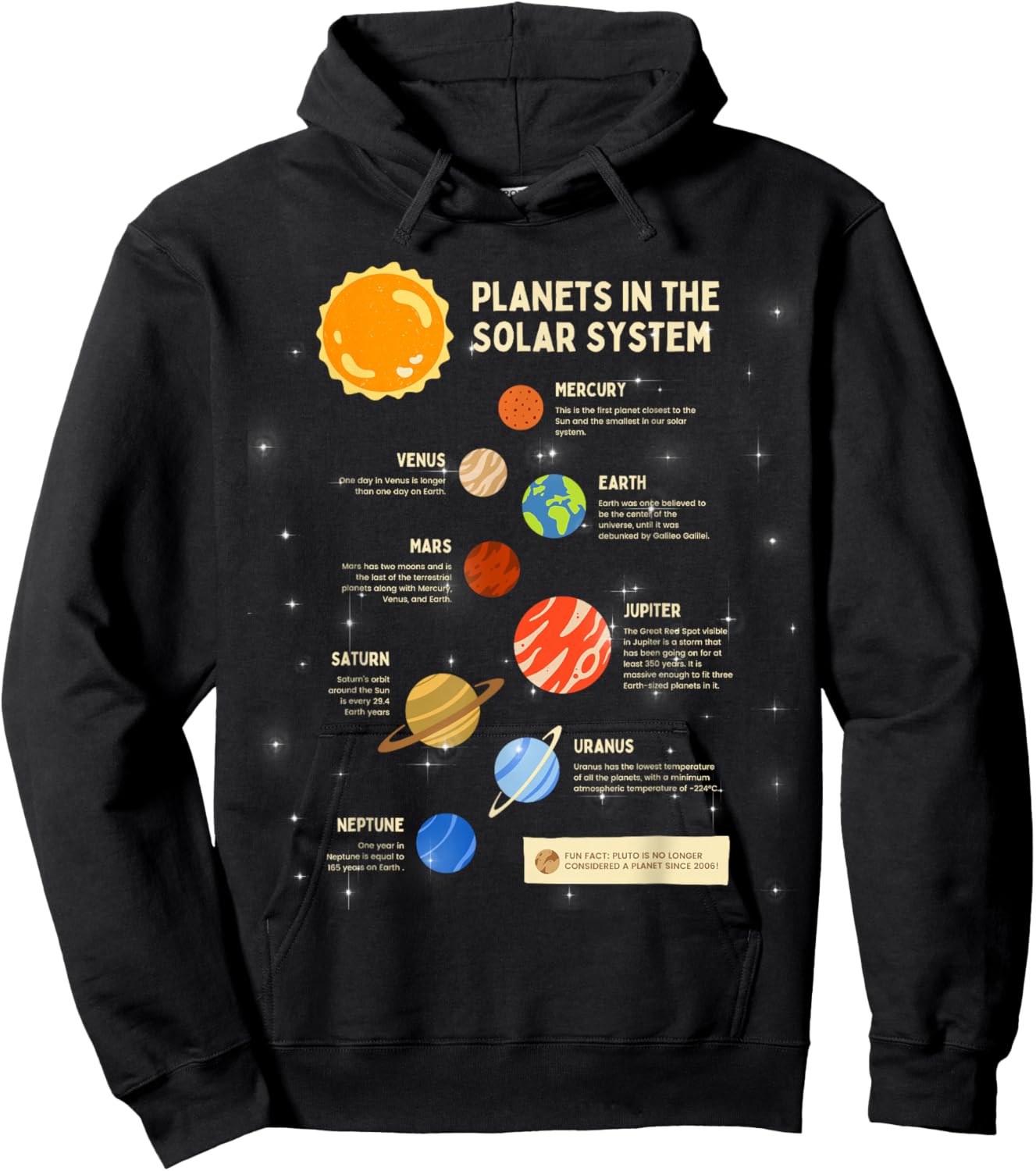 Planets Solar System Outer Space Science Boys Girls Kids Hoodie - Hoodie | Black