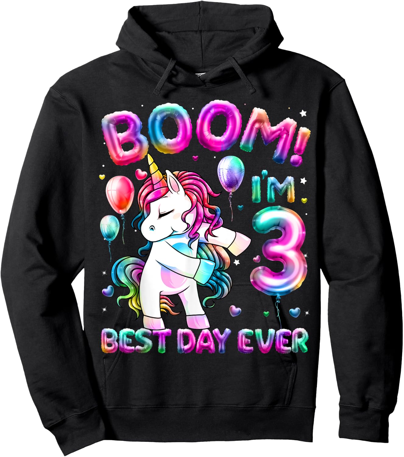 3 Years Old Flossing Unicorn Gifts 3rd Birthday Girl Party Hoodie - Hoodie | Black
