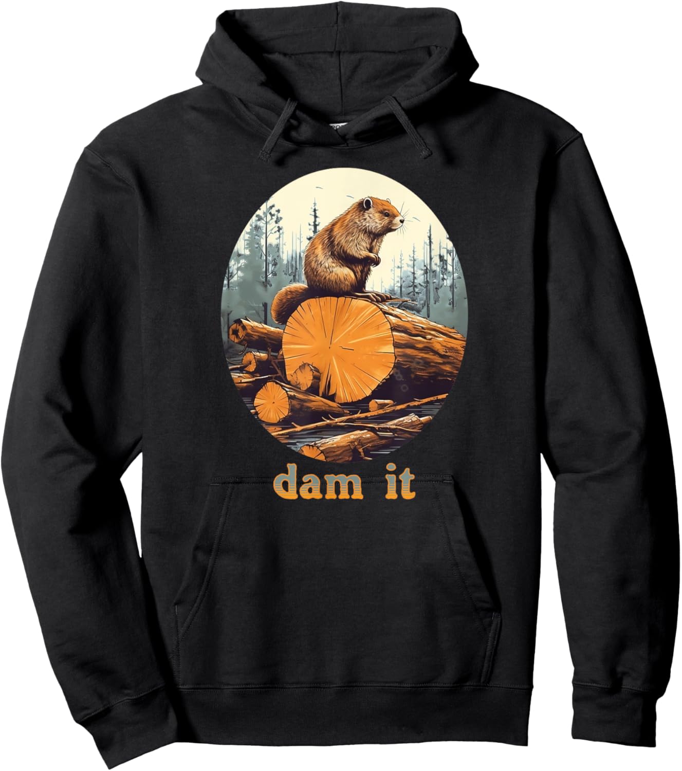 Dam It Beaver Funny Pun Joke Hoodie - Hoodie | Black