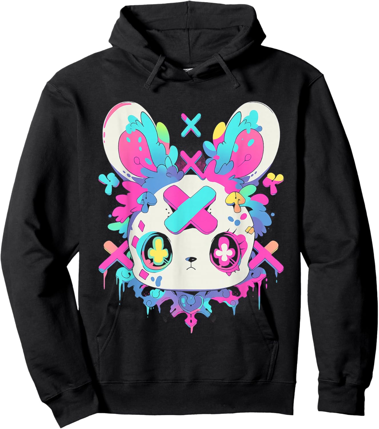 Kawaii Bunny | Menhera Yami Kawaii Decora Kei Pastel Goth Hoodie - Hoodie | Black