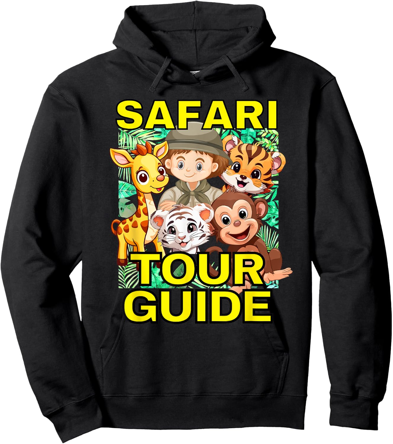 Safari Tour Guide Cute Animal Graphics Hoodie - Hoodie | Black